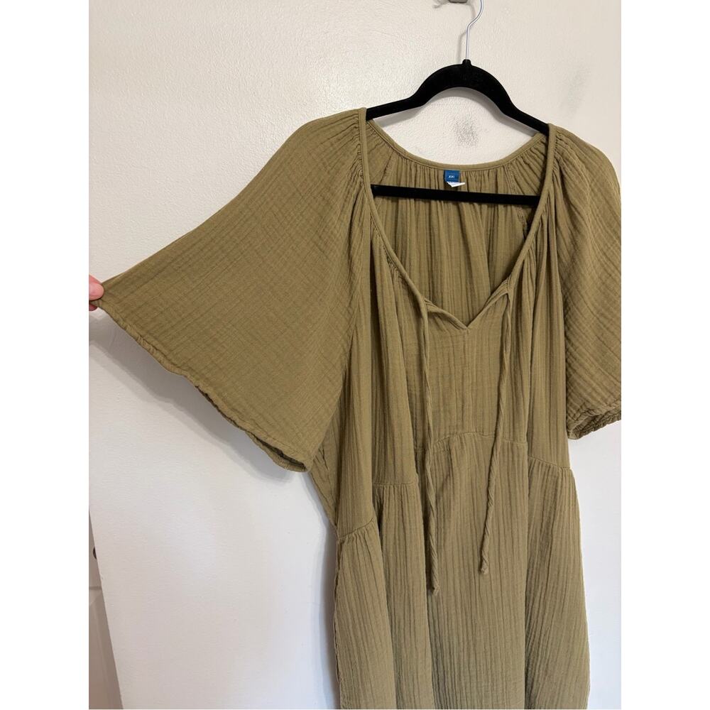 Old Navy Crinkle Gauze Flutter-Sleeve Mini Swing Dress in Kombu Green - Size XXL - Picture 5 of 8